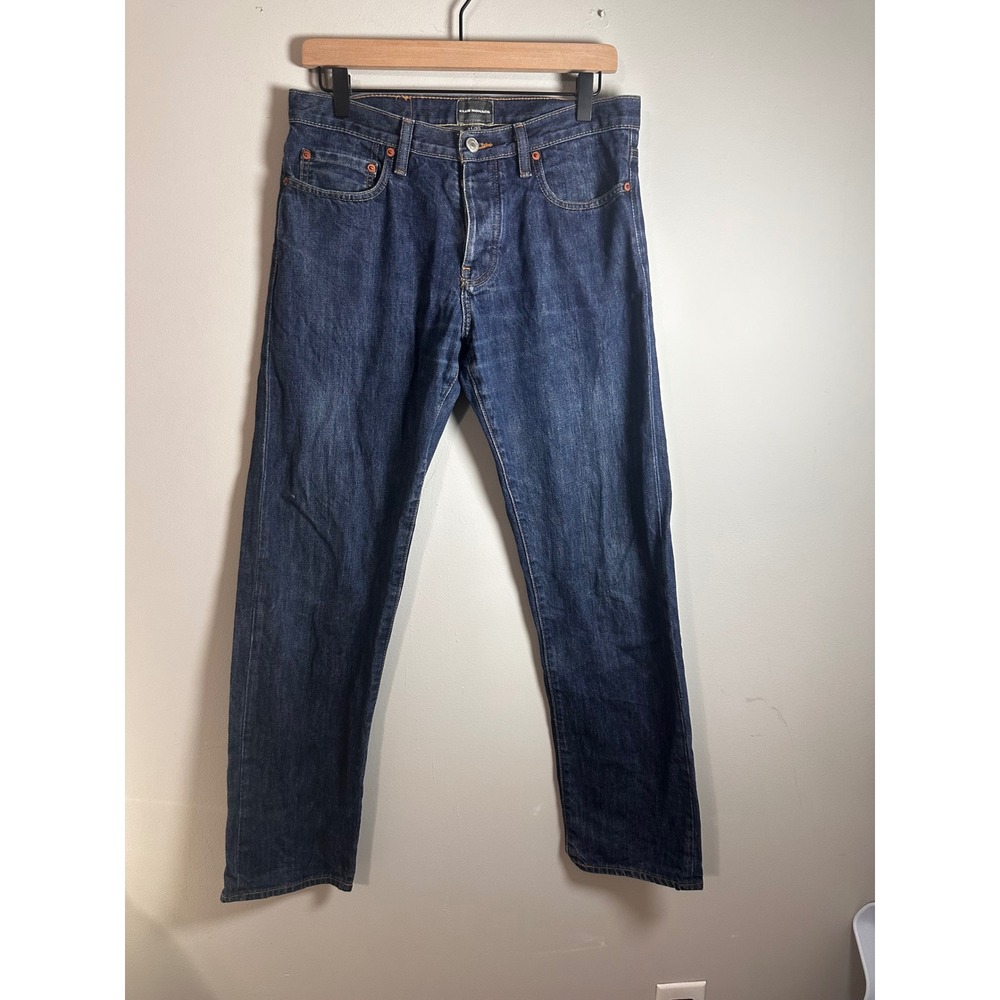 Club Monaco Classic Denim Straight Leg Jeans Dark Indigo Wash 31x32 Button Fly
